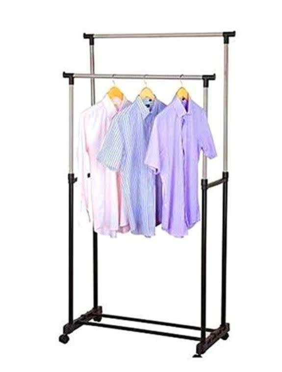 Adjustable Double-Pole Clothes Rack with 30kg Weight Capacity