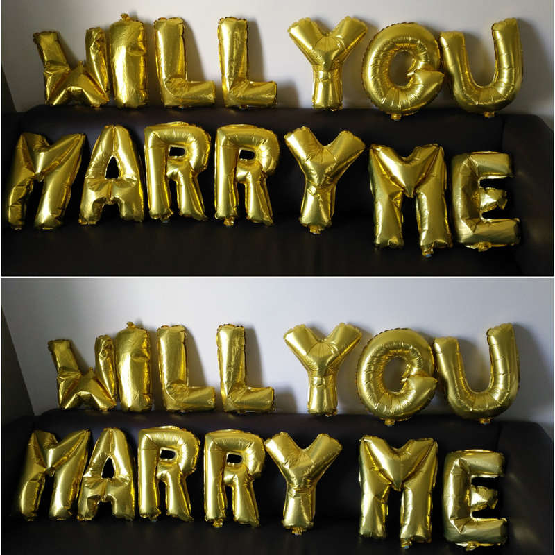 Party gold character foil balloons 14 letters (will you marry me) reuseable balloon set