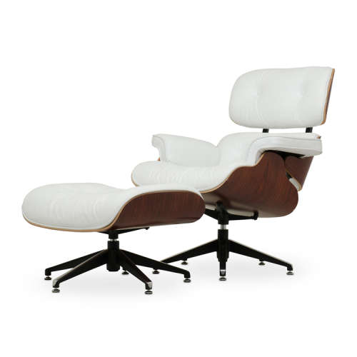 @home NORMAN LEATHER RELAX CHAIR WITH FOOTSTOOL WHITE