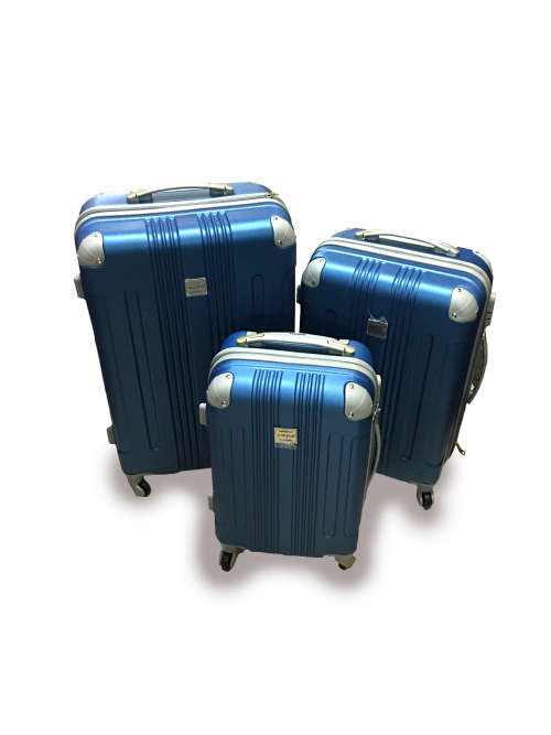 Set of 3 Suitcases Travel Trolley Luggage, ABS with Universal Wheels - Travel in Style - BLUE
