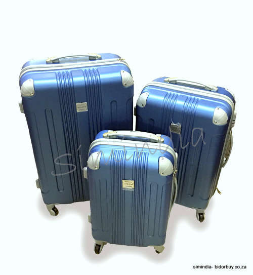 Set of 3 Suitcases Travel Trolley Luggage, ABS with Universal Wheels - Travel in Style - BLUE