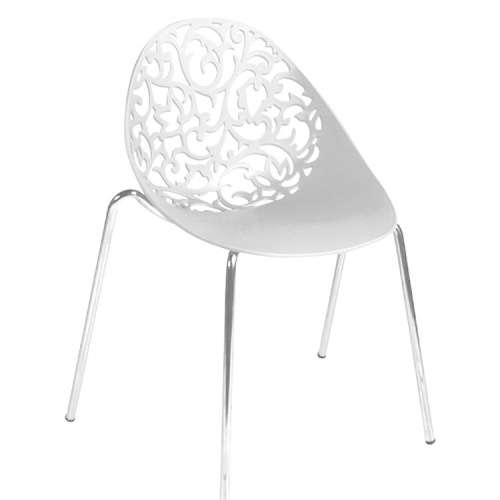 Modern Stacking White Plastic Chair With Metal Legs