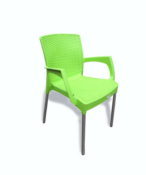 Modern Stacking Plastic Chair (Rattan Style) With Aluminium Legs