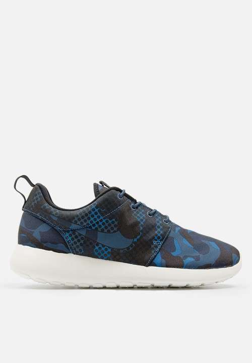 Original Mens NIKE Roshe ONE PRINT - 655206 404 -  Blk / Sqdrn Blue / Obsidian