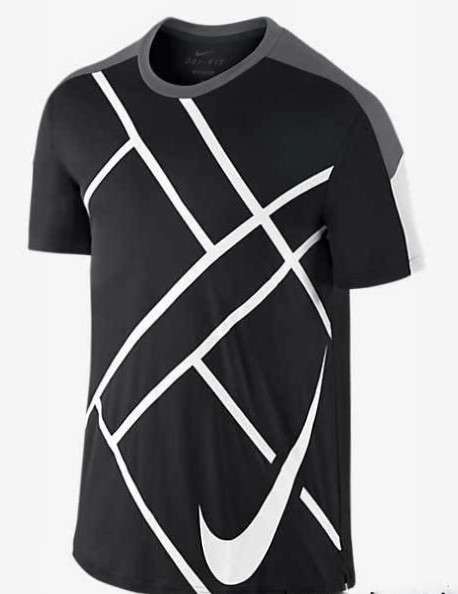 Original Mens NIKE Short Sleeve Graphic Tennis Dri Fit - X Large - 644786-010