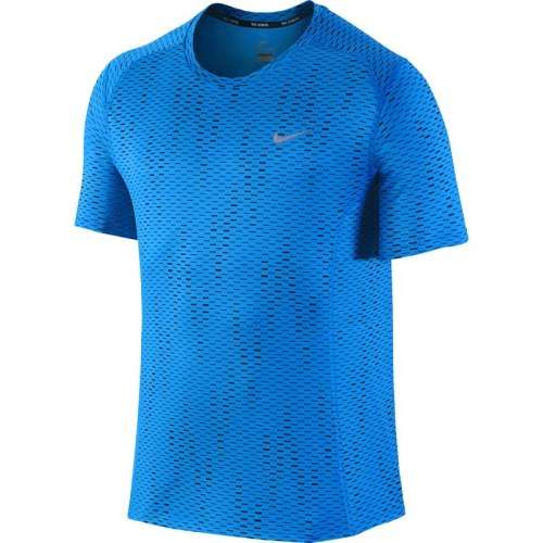 Original Mens Nike Dri-FIT Miler Fuse Running Shirt Light Photo Blue/ 717803-406 - Size Medium