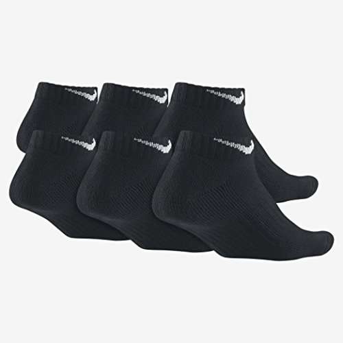 Original 6 Pairs Nike Performance Cushioned Low Cut Socks Black Unisex Adult SX5175 010