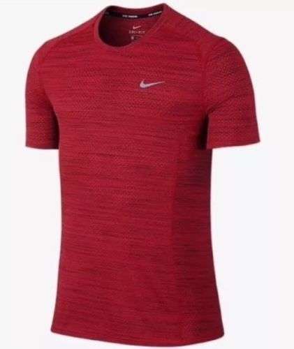 Original Mens Nike DRI-FIT COOL RELAY RUNNING T-SHIRT RED 718348 657 - Size Medium