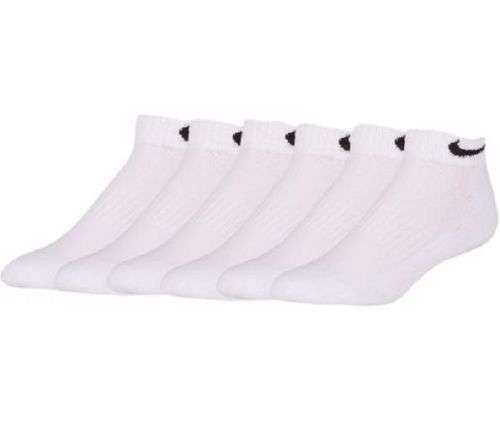 Original Mens 6 Pairs Nike Performance Cushioned Low Cut Socks White Unisex Medium SX5173-100