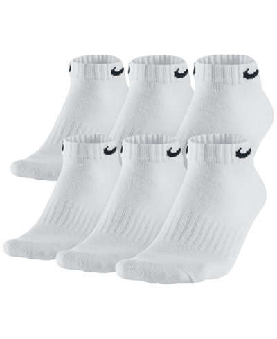Original Mens 6 Pairs Nike Performance Cushioned Low Cut Socks White Unisex Medium SX5173-100