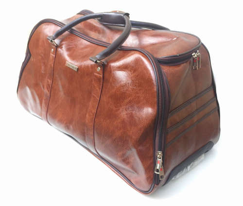 Set of 3 Quality Duffle Luggage Bags with Roller Wheels - Brown