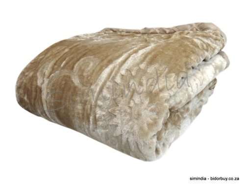 New Arrivals Super Soft 3 PLY Heavy Quality Mink & Embossed Blanket - Light Brown