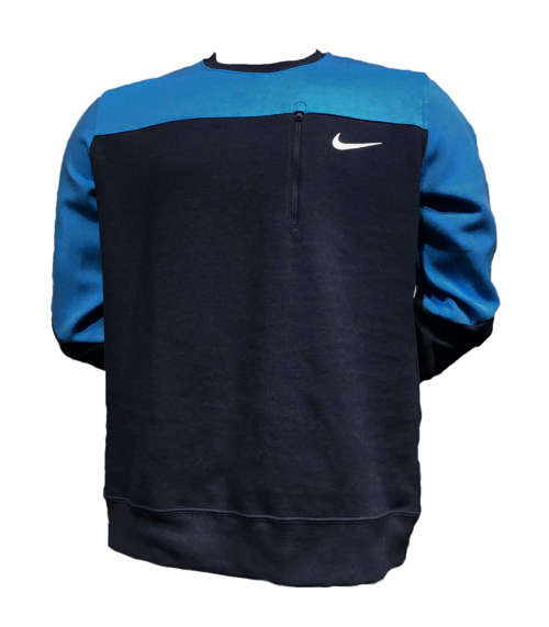 Original Mens Nike Sweat Shirt Front Zipper Pocket Black & Blue 895138 451 Size Large