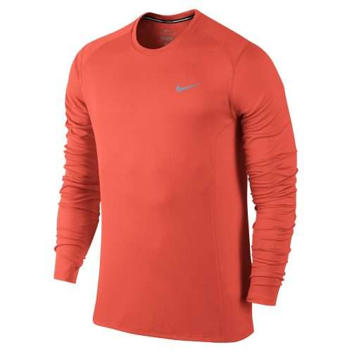Original Mens NIKE DRY MILER RUNNING Long Sleeve SHIRT ORANGE- 683570 842 Extra Large