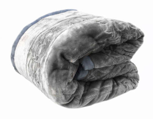 New Arrivals Super Soft 3 PLY Heavy Quality Mink & Embossed Blanket - Grey