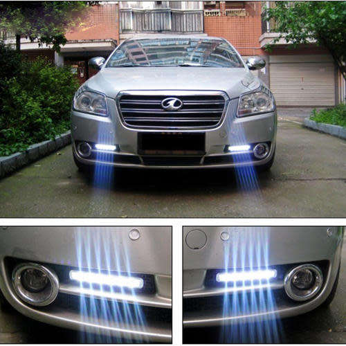 8 LED DRL Daylight Head Lamp Super White 12V DC Car Daytime Running Light 2 Pcs (Pair)