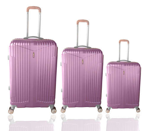 Set of 3 Suitcases Travel Trolley Luggage ABS Universal Wheels - Light Purple Color