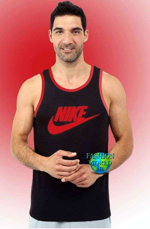 Original Mens Nike Futura Tank Top black/red Gym Casual Training 871770 010 Size Large