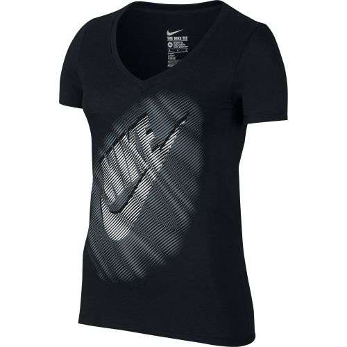 Original NIKE Frequency V-Neck Women's T-Shirt Black / White / Grey 779244 010 Size Medium