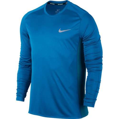 Original Mens Nike Dry Miler Long sleeved Running Top light photo blue 833593 435 Size Medium