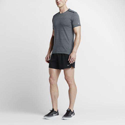 Original Mens Nike Dri-FIT Cool Tailwind Striped Short Sleeve Running Cool Grey 724809 065 Size L