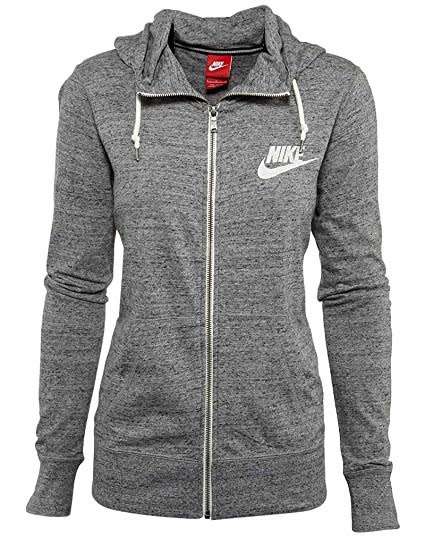 Original Womens NIKE Gym Vintage Hoodie Sweatshirt  Heather Gray Full Zip 813872 091 Size Large