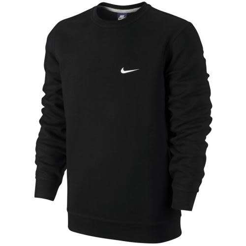 Original Mens Nike Swoosh Club Fleece Crew Neck Sweat Shirt Black AA3177 010 Size Large
