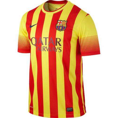 Original Mens Nike FC BARCELONA '14 AWAY SOCCER JERSEY (RED/YELLOW) 532823 703 Size XL