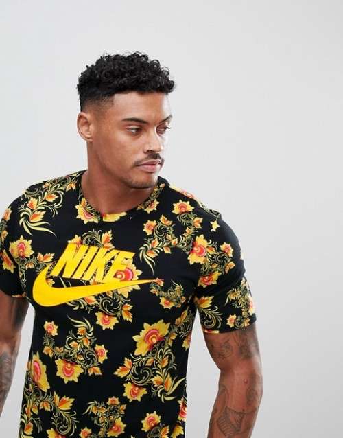 Original Mens Nike SPORTSWEAR FLORAL MENS T-SHIRT 892215 011 Size Large