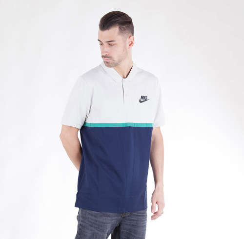 Original Nike Mens Sportswear Matchup Pique Polo Creme/Navy 886507 072 Size Large