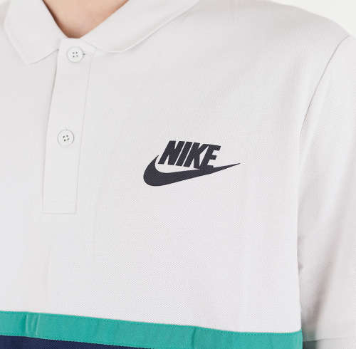 Original Nike Mens Sportswear Matchup Pique Polo Creme/Navy 886507 072 Size Large