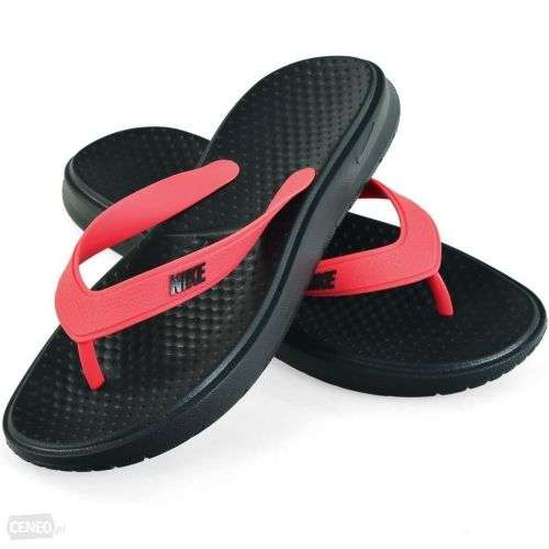 Original Mens NIKE Solay Thong Sandals Slides 882690 003 Black Track Red Size UK 9 (SA9)