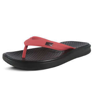 Original Mens NIKE Solay Thong Sandals Slides 882690 003 Black Track Red Size UK 9 (SA9)
