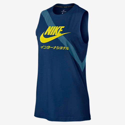 Original Womens NIKE International 849031 429 Binary Blue Electrolime Size Medium
