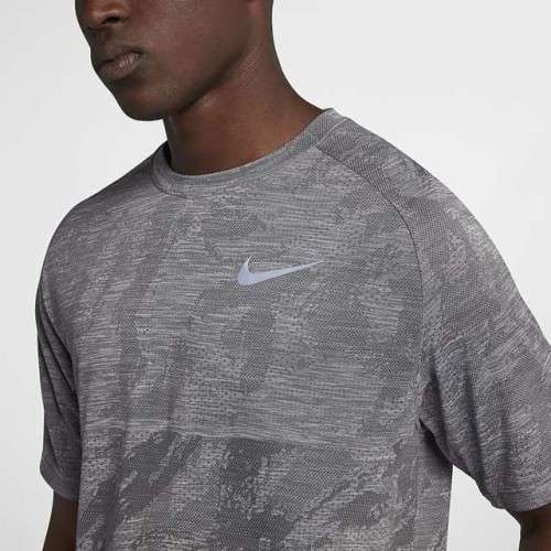 Original Mens Nike Medalist Gunsmoke Grey Short-Sleeve Running Top AA2214 036 Size Large