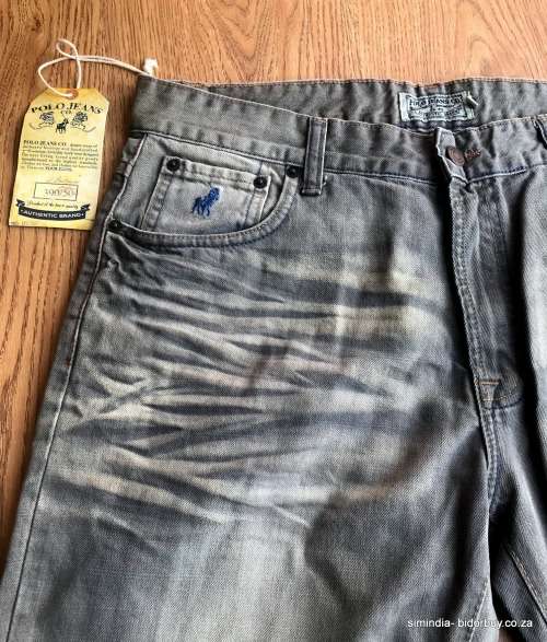 Original Mens POLO BRANDON JEANS Retro Grey Light Wash W36 L32 - Narrow Leg