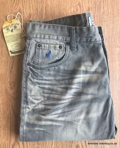 Original Mens POLO BRANDON JEANS Retro Grey Light Wash W36 L32 - Narrow Leg