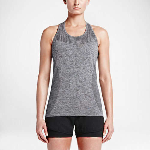 Original Womens NIKE Dri-FIT Knit Running Tank Top Black/Heather 718567 010 Size Medium