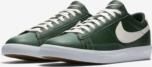 Original Mens NIKE Blazer LOW LEATHER (Latest) FIR/SAIL-GUM AJ9515 300 Size UK 12 (SA 12)