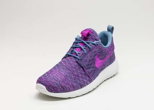 Original Women's NIKE ROSHE ONE FLYKNIT OCEAN FOG / VIVID PURPLE 704927 405 Size UK 4.5 (SA 4.5)