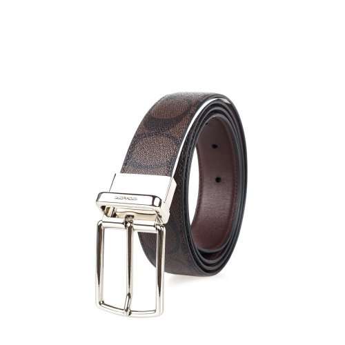 ORIGINAL COACH Heritage Signature Coated Canvas Reversible Belt 64825 Mahogany Brown
