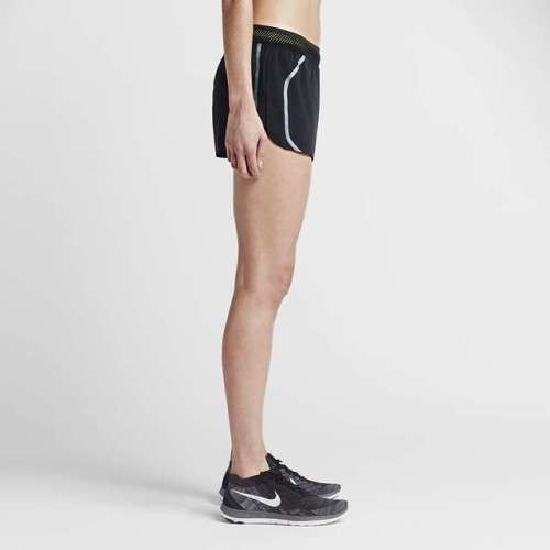 Original Women's NIKE Nike AeroSwift Black/ Volt Running Shorts 719564 010 Size Medium