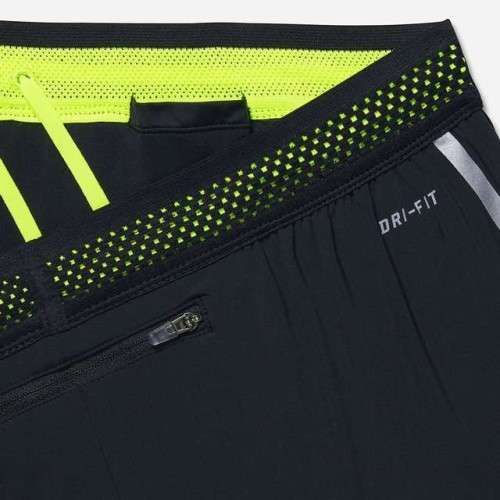 Original Women's NIKE Nike AeroSwift Black/ Volt Running Shorts 719564 010 Size Medium