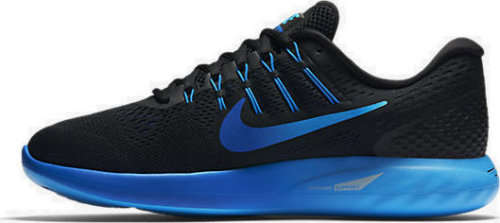 Original Mens Nike LUNARGLIDE 8 Black/ Metallic/ Royal Blue 843725 004 Size UK 12 (SA 12)