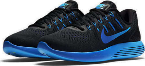 Original Mens Nike LUNARGLIDE 8 Black/ Metallic/ Royal Blue 843725 004 Size UK 12 (SA 12)
