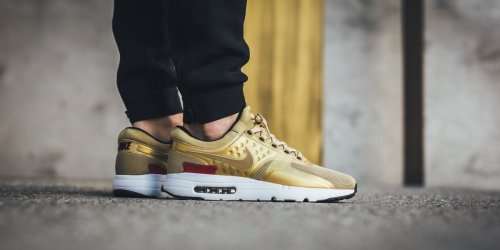 Original Mens NIKE Air Max ZERO QS Metallic Gold/ Varsity Red 789695 700 Size UK 8 (SA 8)