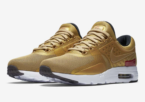Original Mens NIKE Air Max ZERO QS Metallic Gold/ Varsity Red 789695 700 Size UK 8 (SA 8)