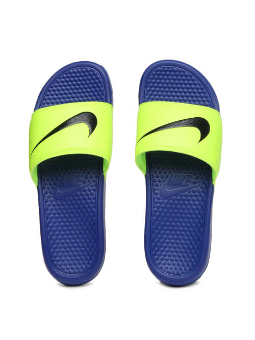 Original Mens Nike BENASSI SWOOSH 312618 740 Fluorescent Green Size UK 12 (SA 12)