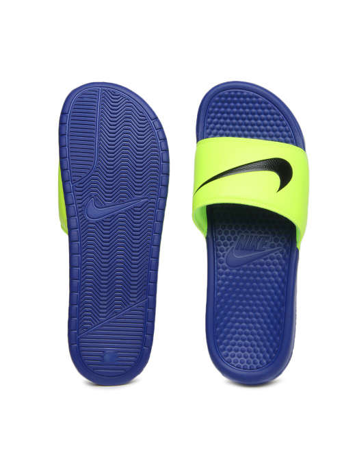 Original Mens Nike BENASSI SWOOSH 312618 740 Fluorescent Green Size UK 12 (SA 12)
