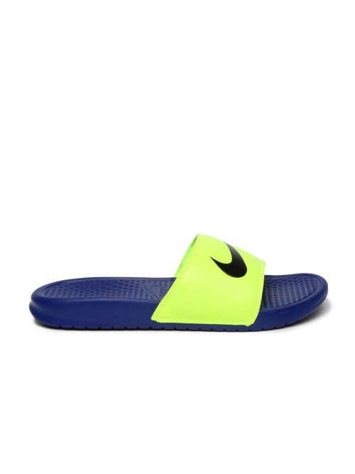Original Mens Nike BENASSI SWOOSH 312618 740 Fluorescent Green Size UK 12 (SA 12)